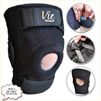 Plus Size Knee Brace Exclusive- Hinged Side Closing Design for Fast Wearing. Designed for Plus Size Men and Women, Provides Great Stabilization, Support, Non Slip & Non Bulky - Vievibrante 2 Black