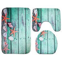 MG554zy0 3Pcs/Set Starfish Pebble Bathroom Rug Carpet Toilet Lid Cover Non-slip Floor Mat 3Pcs/Set Starfish Pebble Bathroom Rug Carpet 1