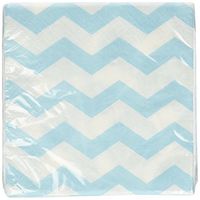 Light Blue Chevrons and Dots Printed Beverage Napkins (16 ct)