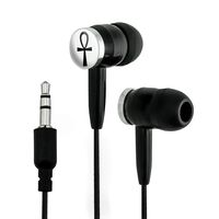 Ankh Cross Design Novelty in-Ear Earbud Headphones - Black