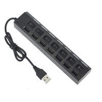 wumedy 7 Ports LED USB Adapter Hub Power on/Off Switch for PC Laptop Hubs