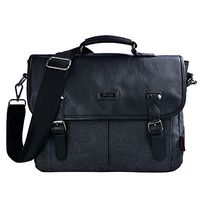 Douguyan 14" Inch Laptop Bag Canvas Leather Messenger Bag for Men and Women Schoolbags Versatile Briefcase Black 234