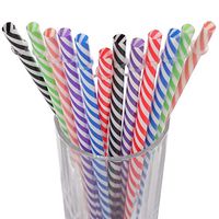 7" small Striper Reusable Plastic Replacement Drinking Straws for Children Short Mini Mason Jar,Tumblers, Set of 12 Pcs Straws with Cleaning Brush (7inch, 6color)