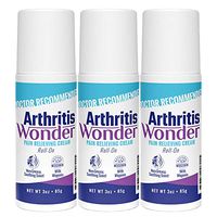 Arthritis Wonder Pain Relief Roll-On Cream, 3 oz – Arthritis Pain Relief Cream for Your Hands, Knees, Wrists and More – Fast-Acting, Deep Penetrating, Non-Greasy Formula with Natural Wogonin - 3 Pack