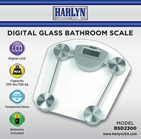 Best Bathroom Scale - Top Digital Weight Scale - Tempered Glass - Clear, Step-on Technology, 330 lbs max Weight by Harlyn