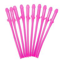 10Pcs Da.Wa Pink Crazy Party Drinking Hard Plastic Funny Straws Night Out Decoration Birthday Supplies