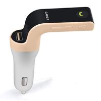 AutumnFall Hands-Free Bluetooth Car Kit FM Transmitter USB Charger Adapter MP3 Player Round Head (Gold)