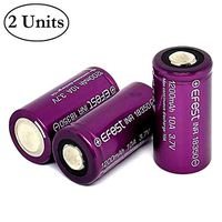 2 Pack of IMR 18350 Battery, 1200mAh 3.7V 10A, Flat Top, Purple Rechargeable Batteries, for Flashlight