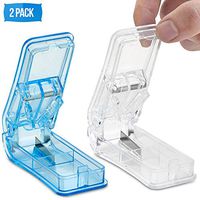 Pill Splitters - (Pack of 2) Pill Cutters with V- Grip for Small and Medication - Easily Cut Pills, Splitter | Cutter and Crusher with Pill Holder Case to Spli