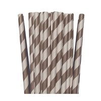 Grey Striped Paper Straws- For Weddings Birthday Parties Baby Showers Bridal DIY Vintage Themes (50 Count)