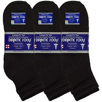 USBingoshop 3 Pairs Mens Physicians Approved Crew Ankle Diabetic Socks Cotton (V-3-PK-DAnkle-Black)