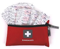 Adhesive Bandages – Pack of 305 Mixed Sizes Fabric Adhesive Bandages + Free Storage Bag. Tough and Flexible Cotton Elastic Fabric Strip Bands Aid Healing