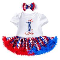 Hstore ✿Toddler Independence Day Printed Princess Dress Baby Girls 4th of July Headband+Letter Dress Party Dress Princess Dress