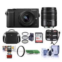 Panasonic Lumix DMC-GX85 Mirrorless Camera Black with Lumix G Vario 12-32mm f/3.5-5.6 & 45-150mm F4.0-5.6 Lenses - Bundle with Camera Case, 32GB SDHC Card, 52mm Filter Kit, Mac Software, and More