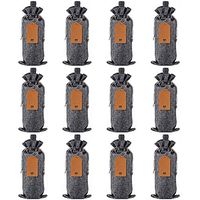 Mocoum Wine Bags Wine Gift Bags with Drawstrings, Single Reusable Wine Bottle Covers with Ropes and Tags (12 pack, Grey)