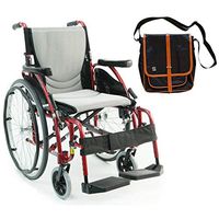 S-Ergo 125 Ergonomic Wheelchair | Seat Size 18" X 17" | Flip-Back Armrest | Swing Away Footrest | Frame Color Red & Free Black Medical Utility Bag with Trim!