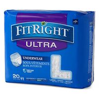 Medline FitRight Ultra Moderate Absorption Disposable Protective Underwear - Large/40-56 Inch Waist, 20 Count