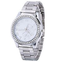 Fxbar,Unisex Diamond Analog Wrist Watch Casual Quartz Crystal Bracelet Watches Fashion Design(Silver)
