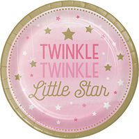 One Little Star Girl Paper Plates, 24 ct