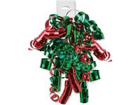 METALLIC GREEN & RED Curly Bows12 Strands MFL Ribbon (7 unit, 12 pack per unit.)
