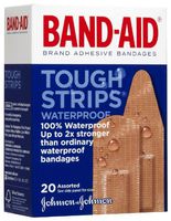 Band-Aid Brand Tough-Strips Waterproof Adhesive Bandages, Durable Protection for Minor Cuts and Scrapes, Assorted Sizes, 20 Count