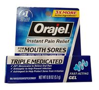 Orajel Triple Medicated Mouth Sore Gel Oral Pain Reliever, 0.18 oz (Bundle of 5)
