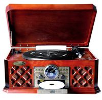 Pyle PTCD4BT Bluetooth Classic Style Record Player Turntable with CD Player, Cassette Deck, AUX (3.5mm) Input, Wireless Music Streaming