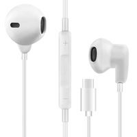 USB Type C Earphones Wired in-Ear Earbuds with Control Box Microphone and Noise Canceling (Latest Model)