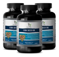 Brain Booster Supplements - CHIA Seed Oil - Natural Energy Pills Mens - 3 Bottle 180 Softgels
