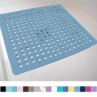 Gorilla Grip Original Patented Bath, Shower, and Tub Mat, 21x21, Machine Washable, Antibacterial, BPA, Latex, Phthalate Free, Square Bathroom Mats with Drain Holes, Suction Cups, Sky Blue Opaque