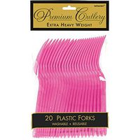 Premium Heavy Weight Plastic Forks | Bright Pink | Pack of 20 | Party Supply