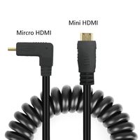 Copeak Coiled High Speed HDMI Cable Coiled Right Angle Micro HDMI to Mini HDMI Male Cable 11.8""/30cm High Speed Support 1080p Ethernet & Audio Return for Atomos Ninja Star Tablets Cameras