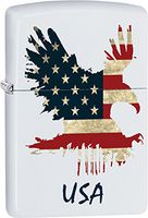 Zippo Eagle Bald Flag Patriotic Outdoor Indoor Windproof Lighter Custom Personalized Engraved Message Engraving on Backside (Style11)