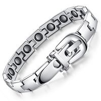 Extra Strength Magnetic Therapy 316L Stainless Steel Gold Bracelets for Men Health Stress Relief Wristband [Free Links Removal Tool]