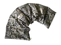 LOVEwrap Neck & Shoulder Wrap - Microwavable Unscented Heat Pad - 6 x 23 - Flax Seed Natural - Hot Cold Therapy Soothes Muscles Pain Relief - Relaxation Warming - Gray Beige Rabbit Flowers