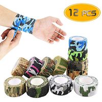 Nexxxi 12 Pack Self Adhesive Elastic Bandage Wrap Color Medical Tape for Sports, Wrist, Ankle, Camouflage Color, 1 Inch Wide and 5 Yards Long