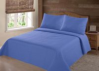 NEW 2/3PC NENA BED BEDSPREAD QUILT SET COVERLET SOLID STIPPLING STITCHE MODERN /King -Light blue