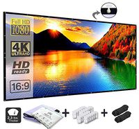 MonTex 120 inch Projection Screen 16:9 HD Foldable Anti-Crease Portable Projector Movie Screen for Home Theater - Outdoor- Indoor Supports Double Sided Projection