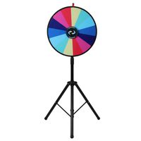 ROVSUN 24'' Spinning Prize Wheel with Adjustable Height & Folding Tripod Floor Stand 14 Color Slots Prize Spinner w Dry Erase & Mark Pen, Fortune Spin Game, Win Casino, Carnival and Trade Show