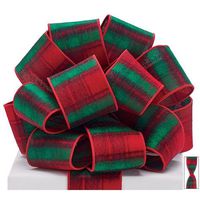 Burton and Burton 9726475#40 Red Plaid Reversible Wired Ribbon, Multicolor