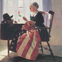 Norman Rockwell Famous Artwork Cleaning Cloth"Mending The Flag"