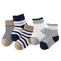 5 Pairs Cute Candy Color Cotton Babies Socks for 1-3 Years Old Kids Toddler Newborn Baby Boys Girls Ankle Sock Set Navy Blue Size M