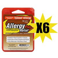 Uni's Allergy Relief Plus Multi-Symptom 6 Count Single Dose Relieving Headaches, Nasal Congestion, Sneezing, Runny Nose, Sinus Congestion and Pressure, Itchy, Watery Eyes and Itchy Nose or Throat