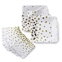 Gold Dessert Paper Plates and Gold Paper Cocktail Napkins (12) Gold Confetti Dessert Paper Plates (20) Gold Confetti Cocktail Napkins