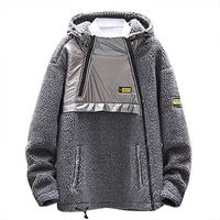 Alvinm New Men's Jacket Fashion Casual Solid Color Comfortable Hooded Cotton Coat Gray