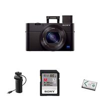 Sony Video Creator Kit (RX100III 24-70mm F1.8-2.8 ZEISS zoom lens) with VCTSGR1 shooting grip, extra battery, and 32GB SD card