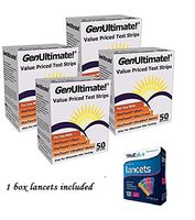 GenUltimate Blood Glucose Test Strips for Use with One Touch Ultra, Ultra 2 and Ultra Mini Meters - 200 Strips with 100 Lancets by Bistras