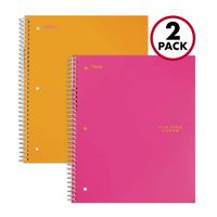 Five Star Spiral Notebooks, 3 Subject, College Ruled Paper, 150 Sheets, 11" x 8-1/2", Orange, Pink, 2 Pack (38445)