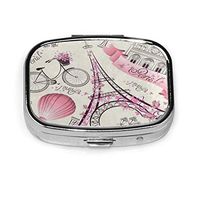 Cityscape Paris Eiffel Tower France Designer Stainless Steel Square Slim Design Mini Pill Box Holder