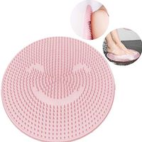 VISECO Shower Foot Massager Scrubber,Multi-Functional Back Brush Soft Massager Silicone Bath Mat Brush, Bathroom Mat,Bathtub and Toe Cleaning Pad With Anti-Slip Suction Cup (pink)